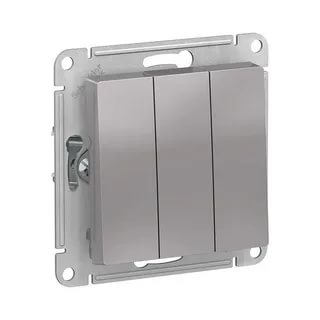 Schneider Electric ATLASDESIGN 3-клавишный ВЫКЛЮЧАТЕЛЬ механизм, АЛЮМИНИЙ ТЦ Евроремонт