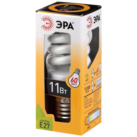 Энергосберегающая лампа 11Вт Е27 (яркий свет) ТЦ Евроремонт