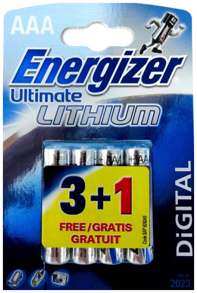 Батарейки Ultimate Lithium ААА DFB 3+1 1шт ТЦ Евроремонт