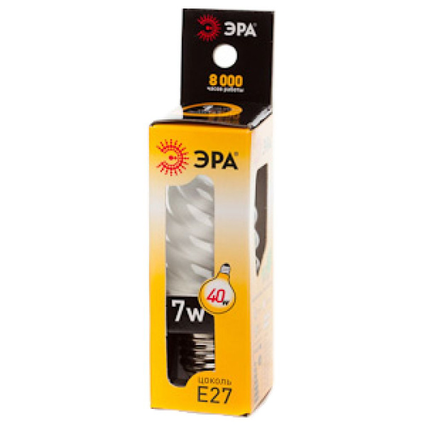 Энергосберегающая лампа 7 Вт Е27 (мягкий свет) свеча ТЦ Евроремонт
